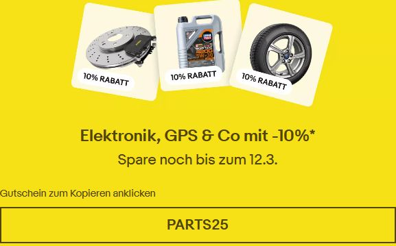 Ebay: Autoteile, Navis und Blitzerwarner mit 10 Prozent Rabatt