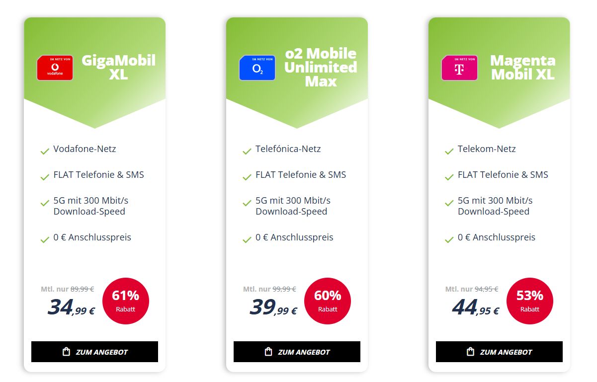 Freenet: Unlimited-Tarife mit bis zu 300 Mbit/s ab 34,99 Euro / Monat