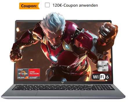 Exlusiv: Gaming-Notebook mit AMD Ryzen 7 für 430,99 Euro