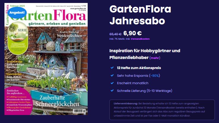 GartenFlora: Jahresabo für 6,90 statt 65,40 Euro