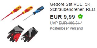 Ebay: Set aus Schraubenziehern und Handschuhen für 9,99 Euro