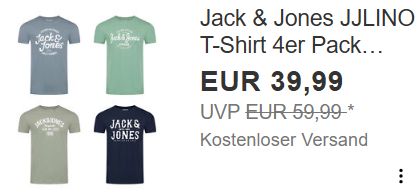 Jack&Jones: T-Shirts im Viererpack für 39,99 Euro