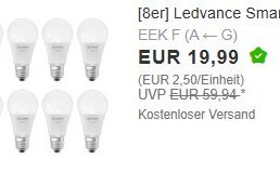 Ebay: Achterpack dimmbare LED-Birnen für 19,99 Euro