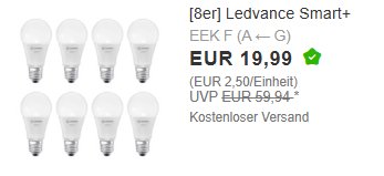 Ebay: Achterpack dimmbare LED-Birnen für 19,99 Euro