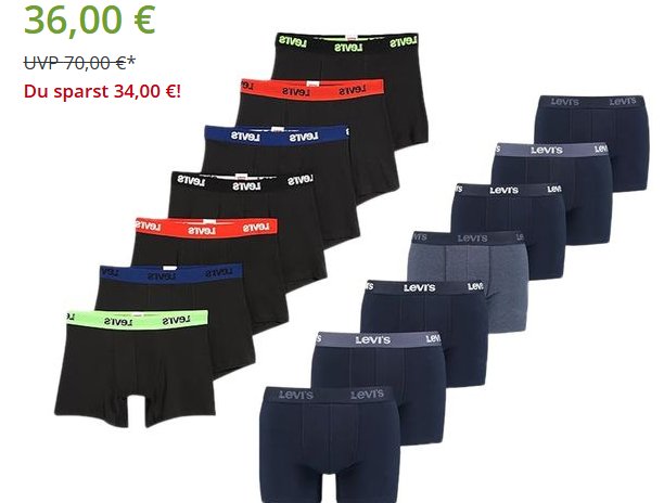 Levi's: Boxershorts im 7er-Pack für 36 Euro frei Haus