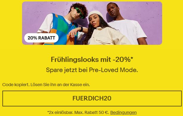 Ebay: 20 Prozent Rabatt auf Frühlingsmode