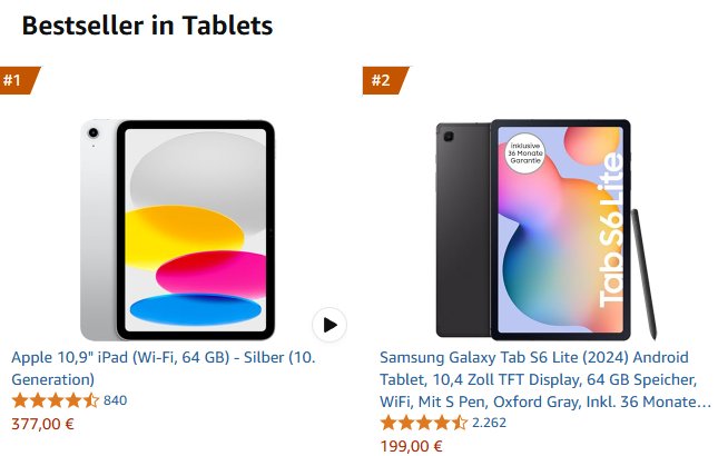 Amazon: "Samsung Galaxy Tab S6 Lite" für 199 Euro