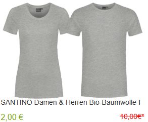 Knaller: T-Shirt mit Bio-Baumwolle für zwei Euro