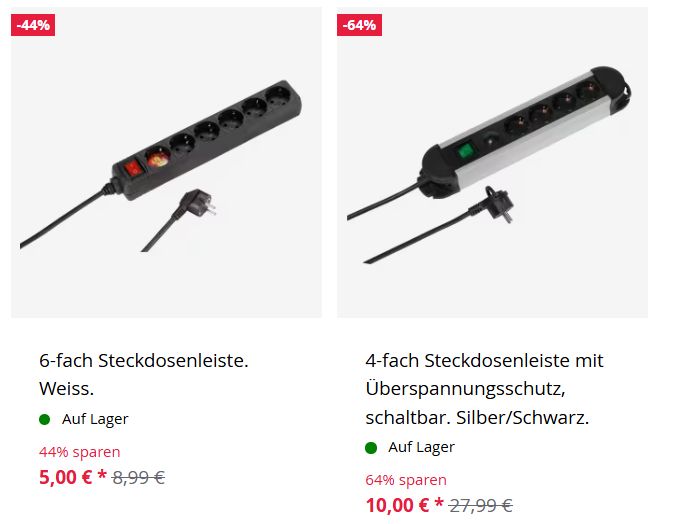 Vivanco: Steckdosenleisten ab fünf Euro im Angebot