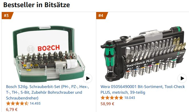 Amazon: Bosch-Bitset mit 32 Teilen für 6,79 Euro