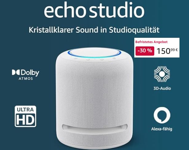 Amazon: Echo Studio als B-Ware für 150,99 Euro