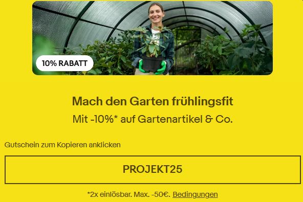 Ebay: 10 Prozent Rabatt auf Pflanzen und Gartenartikel