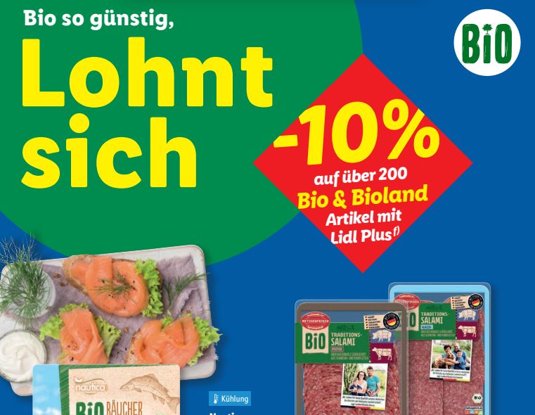 Lidl Plus: 200 Bio-Artikel mit 10 Prozent Rabatt