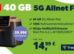 Freenet: „Ninja Airfryer“ zum Vodafone-Vertrag mit 40 GByte 5G-Volumen