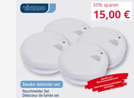 Vivanco: Viererpack Rauchmelder für 15 Euro