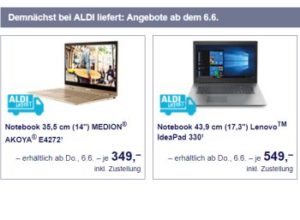 Aldi-Liefert.de: Drei Notebooks ab kommendem Donnerstag im Angebot