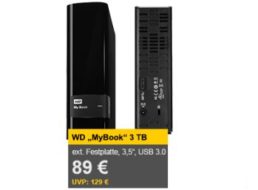 Allyouneed: Externe Festplatte WD MyBook mit 3 TByte für 89 Euro