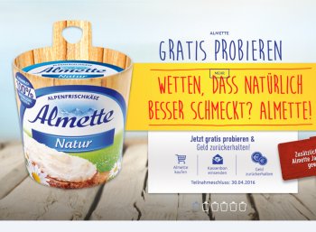 Gratis: Almette zum Nulltarif testen dank Geld-Zurück-Aktion