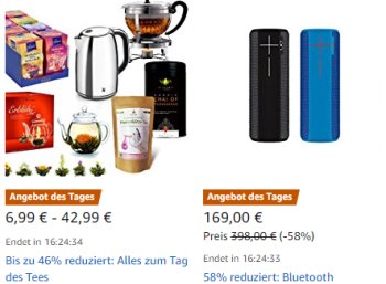 Amazon: 19 Tee-Schnäppchen für einen Tag im Angebot 