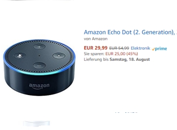 Amazon: Echo Dot refurb (2. Generation) für 29,99 Euro frei Haus