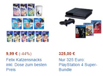 PS4-Bundles, Felix-Katzenfutter und Brita-Wasserfilter reduziert