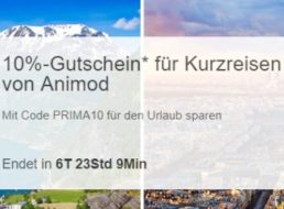 Ebay: 10 Prozent Rabatt auf Animod-Kurzreisen für eine Woche