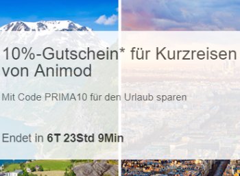 Ebay: 10 Prozent Rabatt auf Animod-Kurzreisen für eine Woche