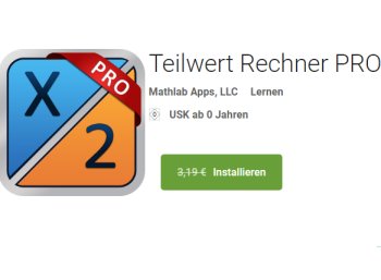 Gratis: Mathematik-App "Teilwert Rechner Pro" zum Nulltarif