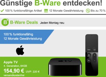 Allyouneed: Apple-TV der vierten Generation als B-Ware für 154,90 Euro