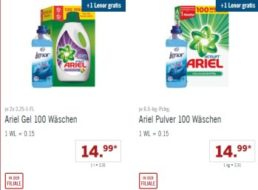 Gratis: Lenor-Weichspüler zu Ariel-Aktionspackungen bei Lidl