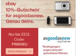 Ebay: Zehn Prozent Rabatt auf Artikel von Asgoodasnew