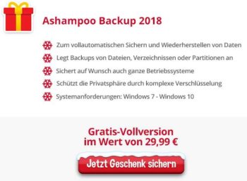 Gratis: " Ashampoo Backup 2018" via Heise-Adventskalender zum Nulltarif