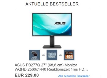 Ebay: Asus PB277Q als Messegerät für effektiv 199 Euro dank Cashback