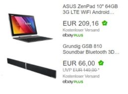 Ebay: Asus Zen Pad 10 mit LTE als B-Ware für 179,90 Euro frei Haus