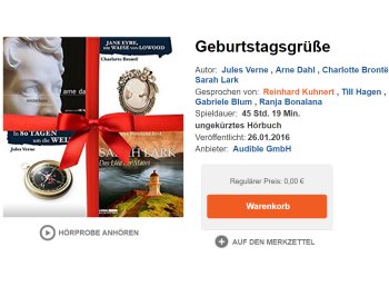 Audible: Vier Gratis-Hörbücher mit 47 Stunden Laufzeit