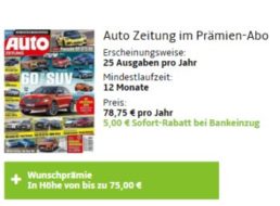 "Auto Zeitung": Jahresabo für 73,75 Euro mit Bestchoice-Gutschein über 75 Euro