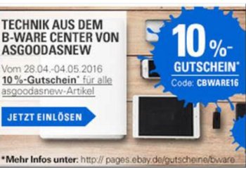 Ebay: Reduzierte B-Ware mit Gutschein nochmals zehn Prozent billiger