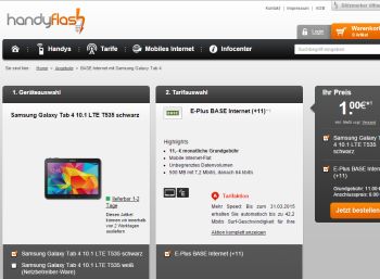 Base-Internet-Flat mit Galaxy Tab