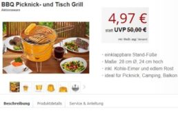 Druckerzubehoer.de: BBQ Picknick-Grill für 10,94 Euro mit Versand