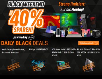 Notebooksbilliger: Black Weekend mit bis zu 40 Prozent Rabatt