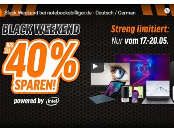 Notebooksbilliger: "Black Weekend" mit bis zu 40 Prozent Rabatt