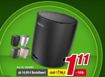 Völkner: Bluetooth-Lautsprecher für 1,11 Euro, weitere Artikel für 11 Euro