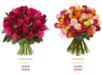 Bluimeideal: 44 Rosen für 24,98 Euro samt Lieferung