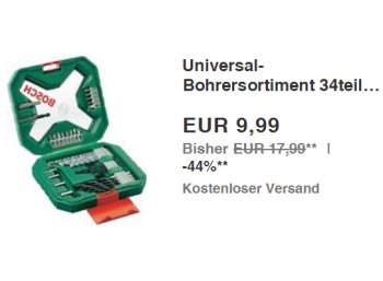 Ebay: Bosch X-Line Bohrerset mit 34 Teilen für 9,99 Euro frei Haus