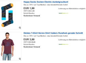 Ebay: Mode-Sale bei Brands4friends mit Artikeln ab 1,99 Euro frei Haus