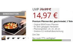 Druckerzubehoer.de: Bratmaxx Pfannenset aus drei Teilen für 19,94 Euro frei Haus