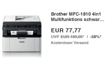 Ebay: 4-in-1-Drucker Brother MFC-1810 für 77,77 Euro frei Haus