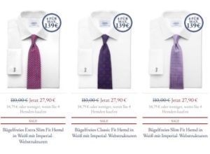 Charles Tyrwhitt: Zwei bügelfreie Hemden für 37,75 Euro frei Haus 