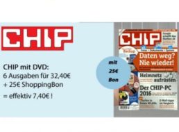 Chip mit DVD: Halbjahresabo für effektiv 7,40 Euro frei Haus