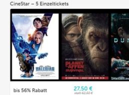 Dailydeal: Fünf Cinestar-Tickets für 27,50 Euro